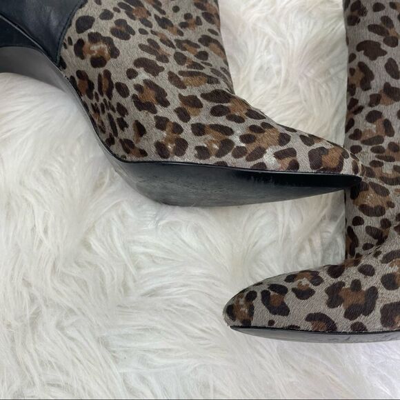 Sam Edelman Chantel Leather Leopard Coe Hair Ankle Booties - Picture 6 of 12